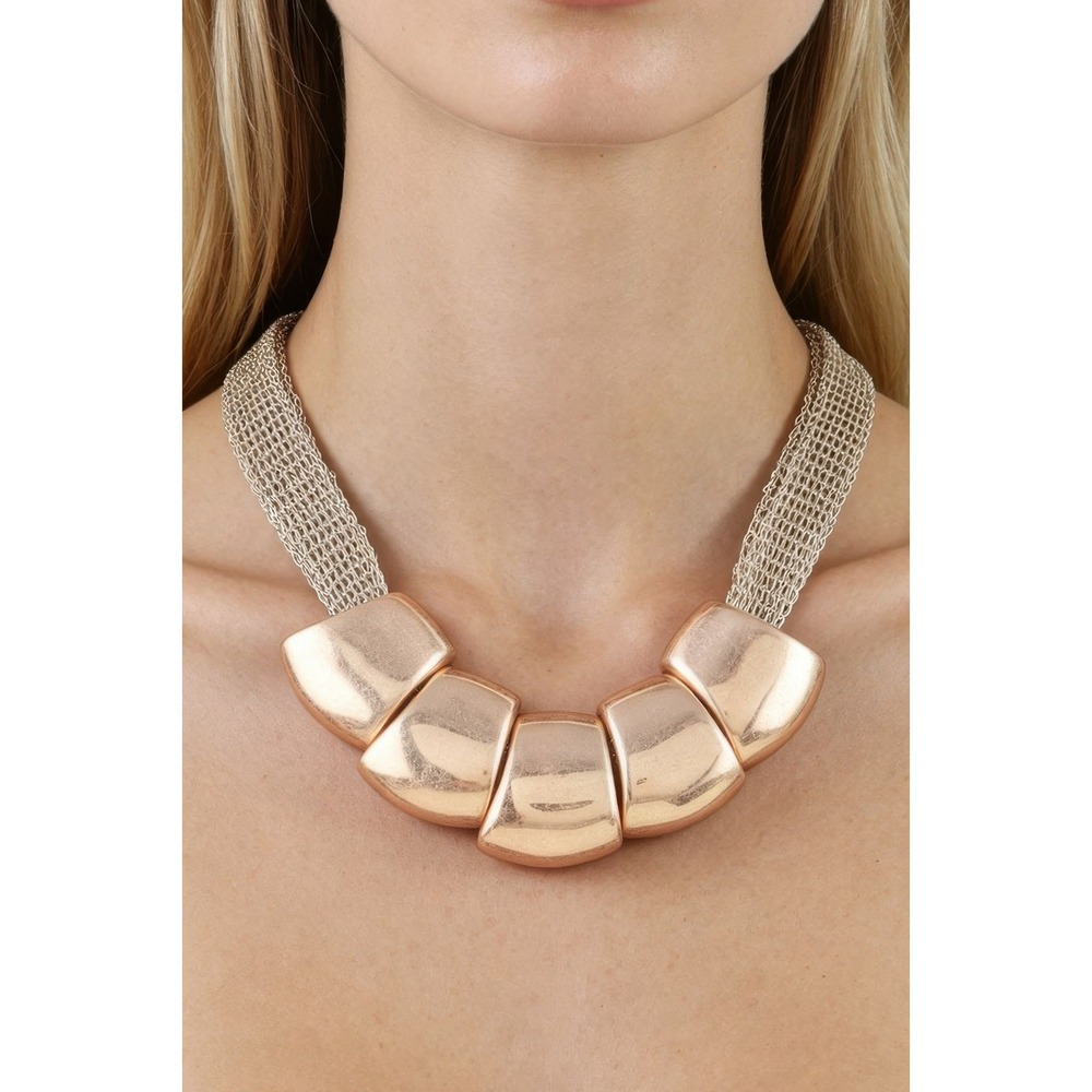 Unbranded Statement Necklace‎ Womens OS Rose Gold Excellent Chunky Mesh Link